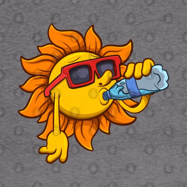 Cool Sun Character Drinking Water by TheMaskedTooner